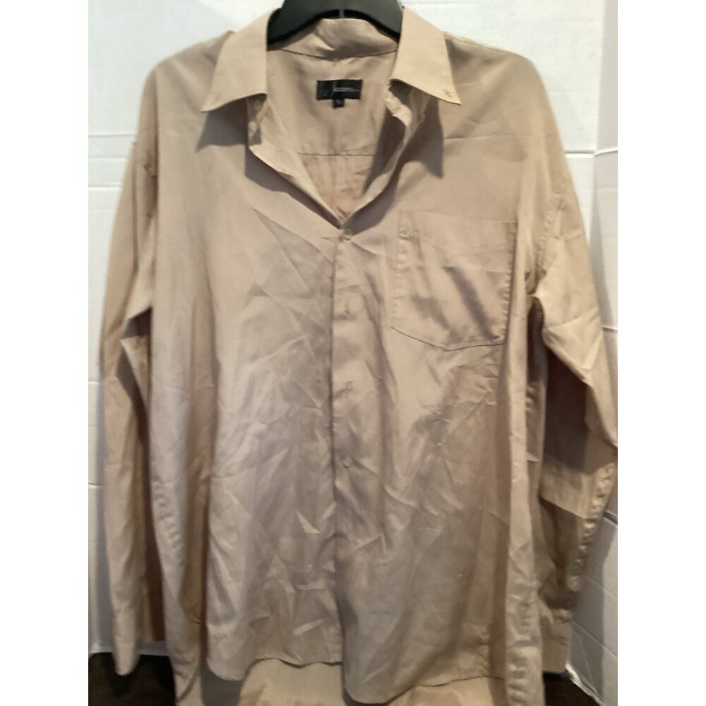 Men’s Suxxess Beige Long Sleeve Button Up Shirt Size Large
